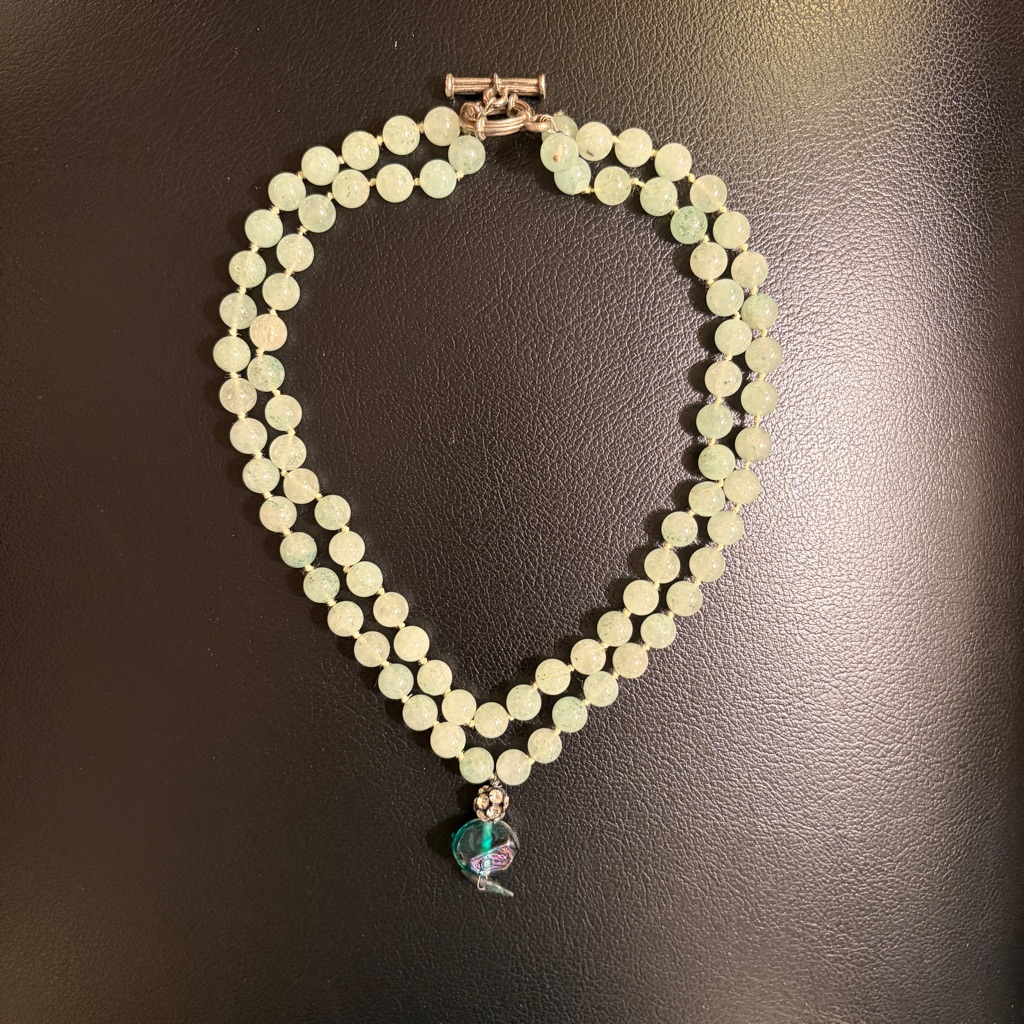 New 16” Inches Double Jade Necklace